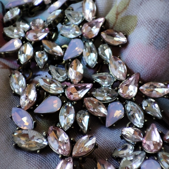 BaubleBar Opaline Antique Brass Bib Oversized Runway Necklace Crystal Opaline - Picture 12 of 14